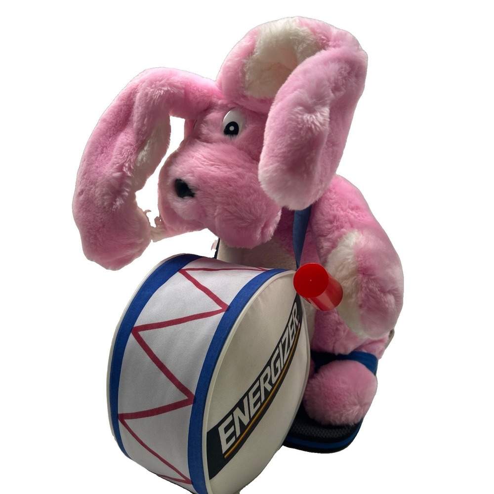 Vintage 1989 Energizer Bunny Plush Pink Drum Flip Flops Stuffed Toy ‼️Read Desc